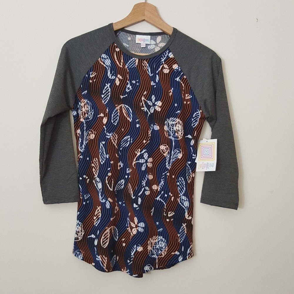 Lularoe XXS Randy shirt Gray multicolor
